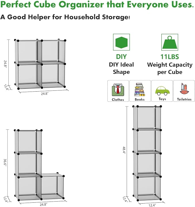 C&AHOME Cube Storage Organizer, 4-Cube Shelves Units, Closet Cabinet, DIY - Image 5