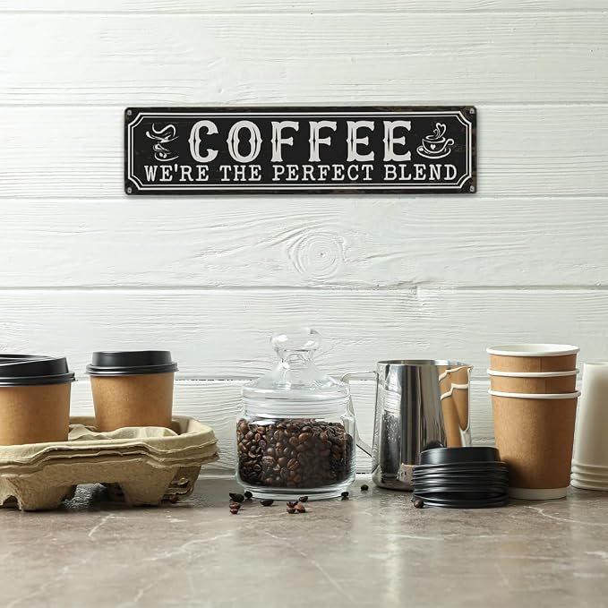 Coffee Metal Tin Signs, Coffee We're the Perfect Blend, Farmhouse Kitchen Decor - Image 4