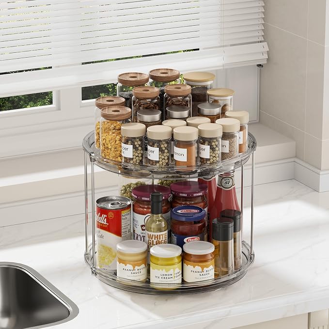 LAMU 2Pack 2 Tier Lazy Susan Organizer 12 inch Large Lazy Susan Turntable - Image 6