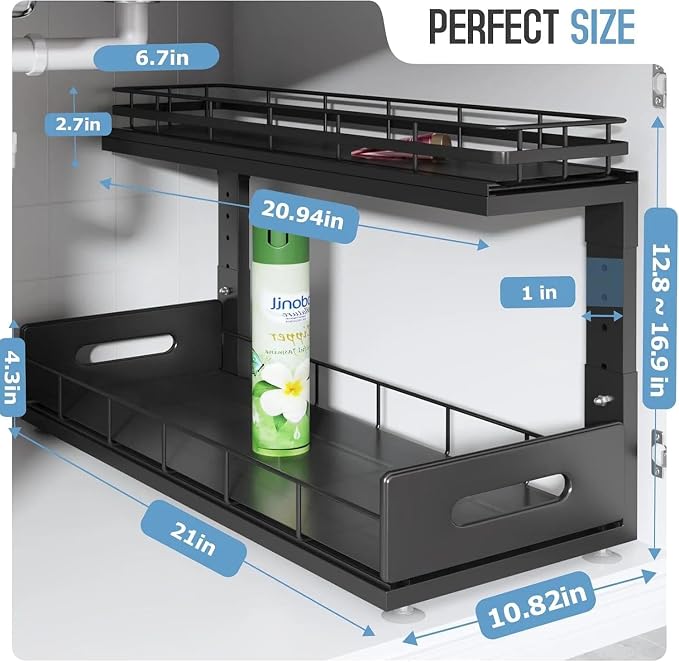 Under Sink Organizer Upgrade To Professional Rails, 2-Tier Dual Pull Out - Image 2