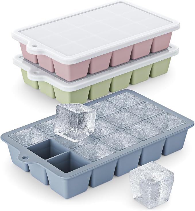 Silicone Ice Cube Tray 3 Pack by Vethwal