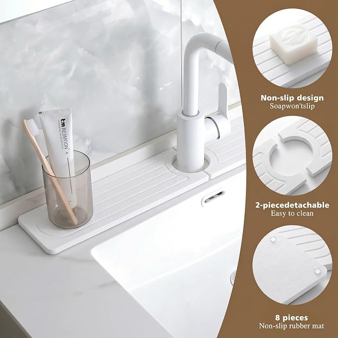 Faucet Mat for Kitchen Sink -Diatomite Stone Drying Mat for Kitchen Counter & - Image 3