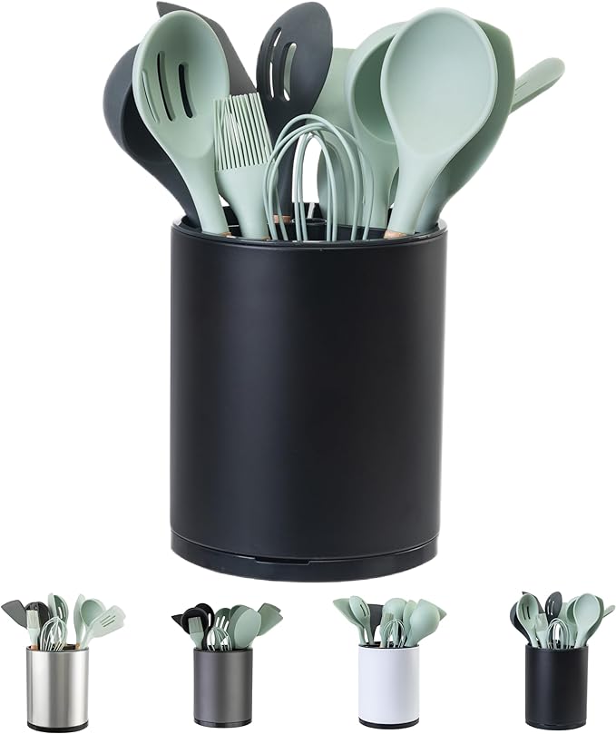 LIBODOUR Kitchen Utensil Holder Extra Large 360°Rotating by ModernandFarmhouseUtensilHolder
