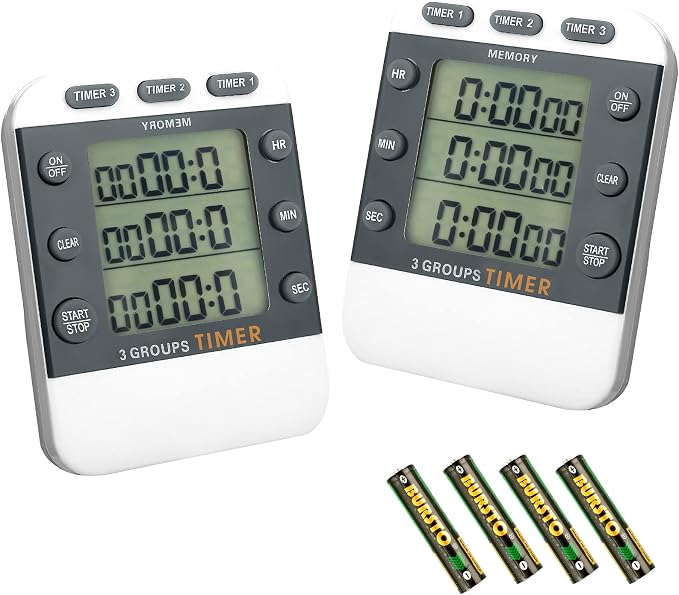 Photect 2 Pcs Digital Kitchen Timer 3 Channels Multi Timer Loud Adjustable by Photect
