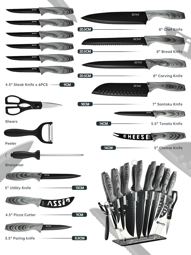 EUNA Knife Block Set, German High-Carbon Stainless Steel Knife Sets - Image 2