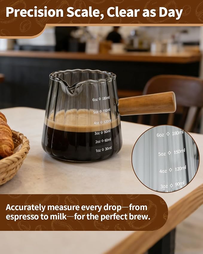 2 Pack Espresso Measuring Cup, 6oz Borosilicate Glass Espresso Cups - Image 4