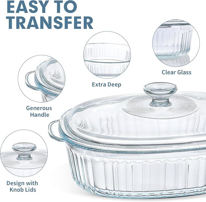 M MCIRCO 4-Piece Glass Casserole Baking Dish, 1.9 Qt and 3 Qt - Image 3