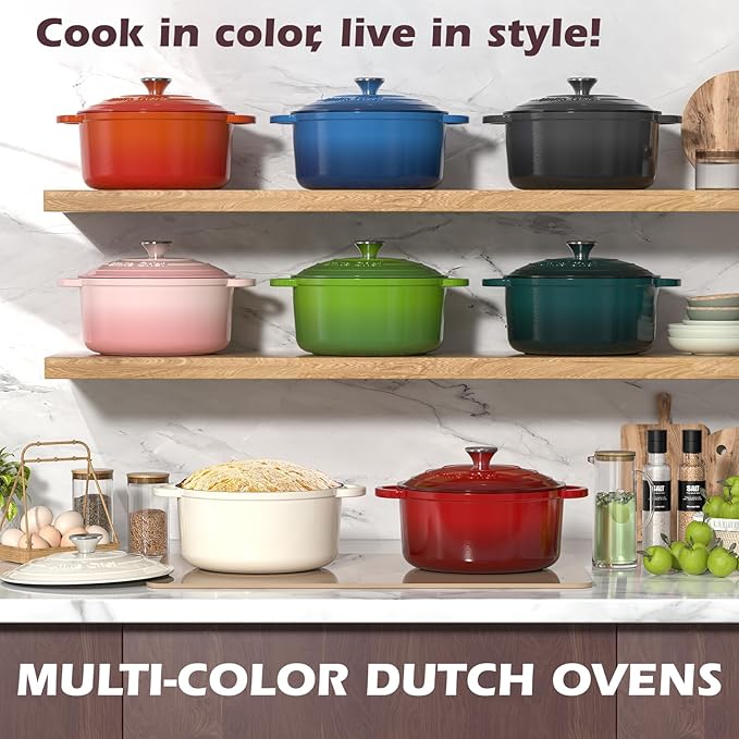 Umite Chef 5QT Enameled Cast Iron Dutch Oven Pot - Image 8