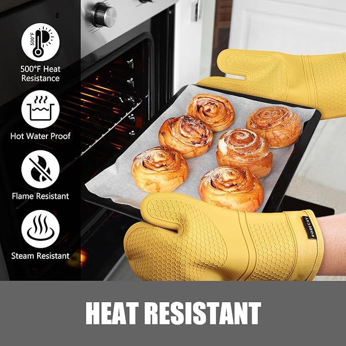 Rorecay Oven Mitts and Pot Holders Sets 6pcs, Extra Long Kitchen Silicone Oven - Image 5