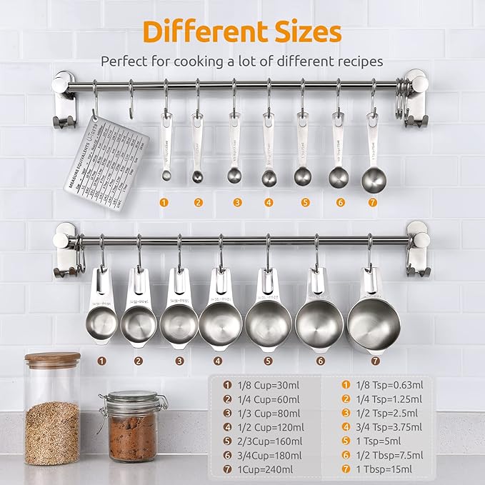U-Taste Measuring Cups and Spoons Set of 15 : 7 Measuring Cups and 7 Measuring - Image 2