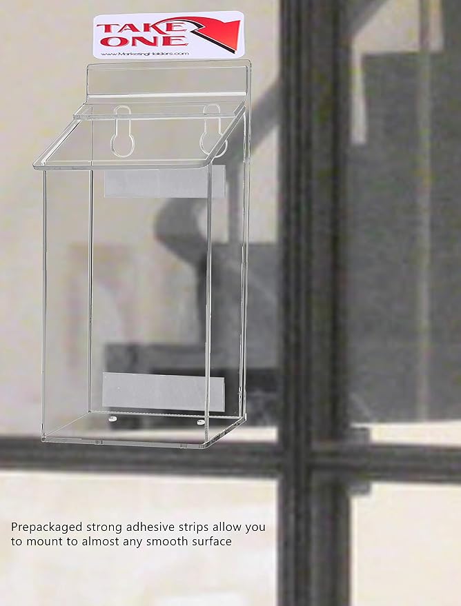 Outdoor Brochure Box with Lid Clear Acrylic Wall Mount Outside Bin Holds 4" x - Image 3