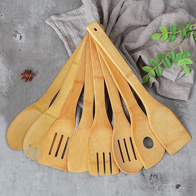 DEAYOU 16 PCS Bamboo Kitchen Utensils, Wood Spoons Spatula Set - Image 8