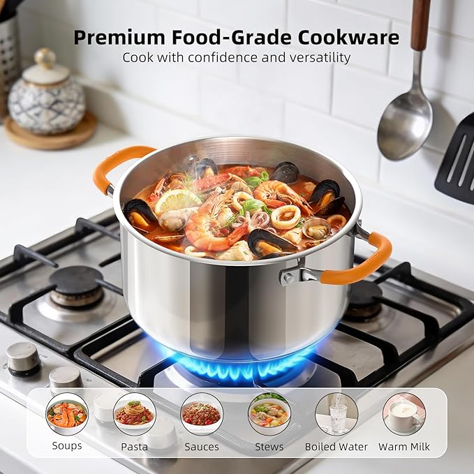 Ciwete Stainless Steel Stock Pot, 11 Quart Soup Pot - Image 2