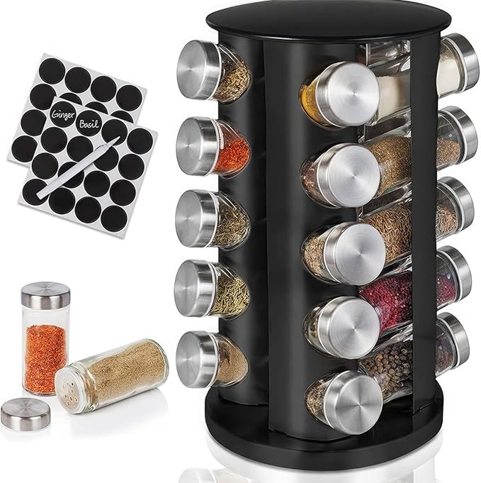 EBIZ&TECH 20-Jar Stainless Steel Rotating Spice Rack - Image 9