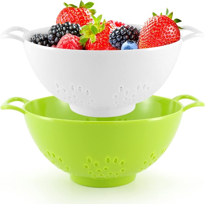 Meadow Lane 6-inch Small Colander, Dishwasher Safe, Double Handles, Compact by MeadowLane
