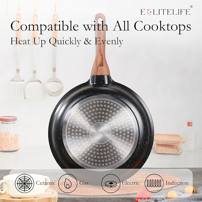 ESLITE LIFE Nonstick Cookware Sets, Compatible - Image 4