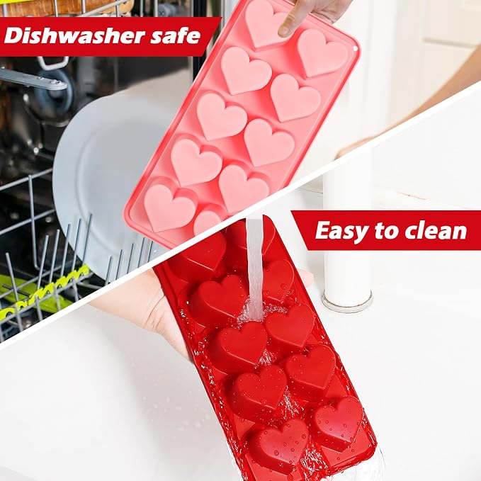 Webake Heart Ice Cube Molds, 10-Cavity Heart Shaped Silicone Molds - Image 6