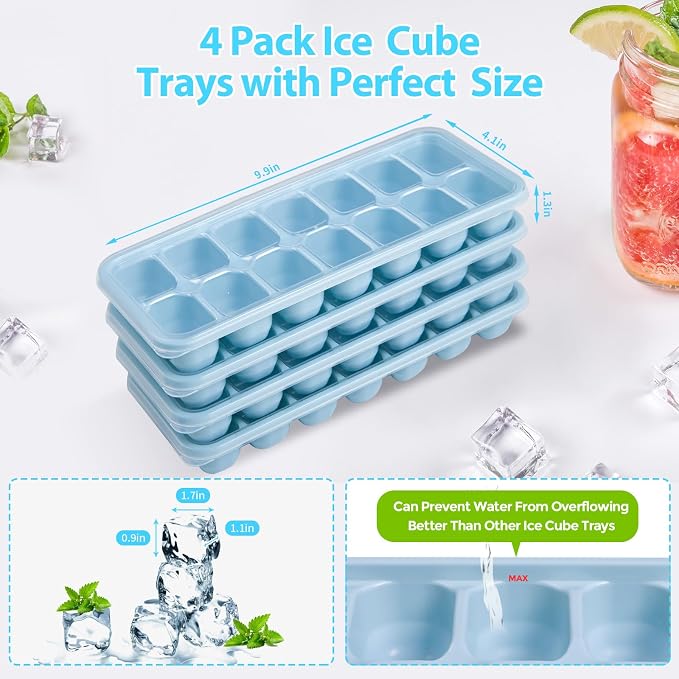 DOQAUS Ice Cube Trays 4 Pack, Easy Release & Pop out, LFGB and BPA Free - Image 3