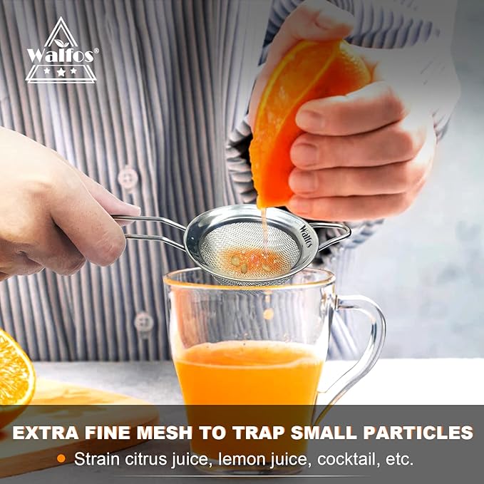 Walfos Small Fine Mesh Tea Strainer, Mini Stainless Steel Sieve - Image 4