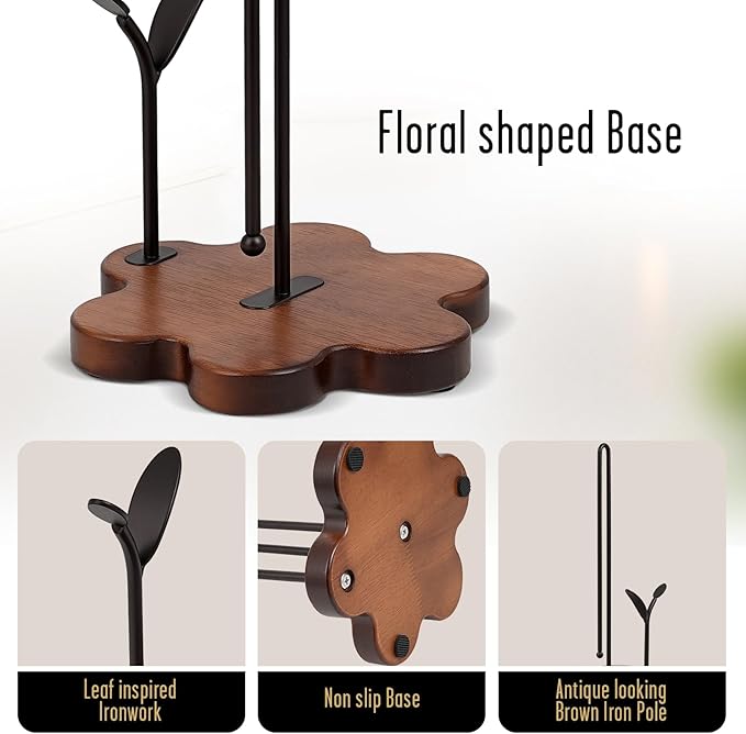 Wooden Paper Towel Holder Countertop, Floral Base - Image 5