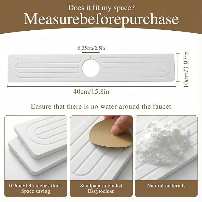 Faucet Mat for Kitchen Sink -Diatomite Stone Drying Mat for Kitchen Counter & - Image 5