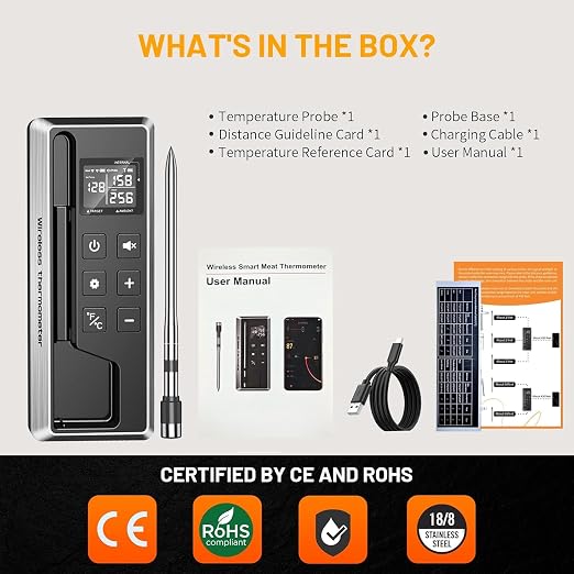 Wireless Meat Thermometer with Smart Timer & APP Control, 800ft Bluetooth Grill - Image 7