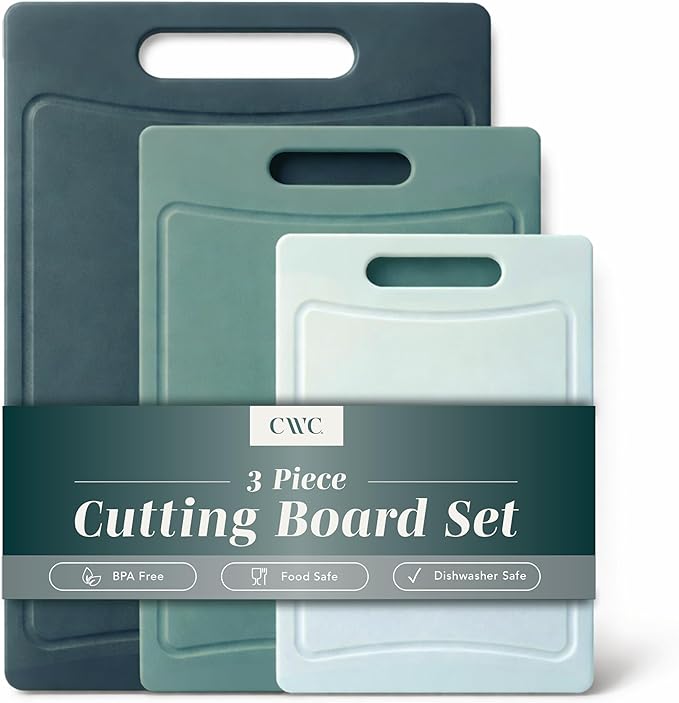COOK WITH COLOR Non-Slip Cutting Board Set – Kitchen Essentials with Easy Grip by CookwithColor