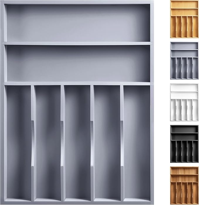 Kitchen Bamboo Silverware Organizer, Kitchen Drawer Organizer by oridom