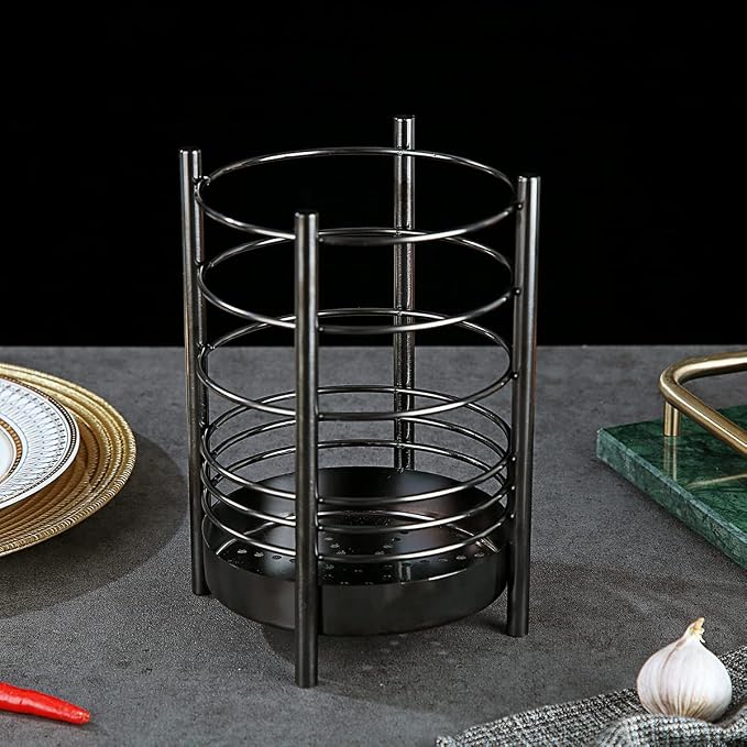 Black Kitchen Utensil Holder for Kitchen Counter, Stainless Steel Utensil Crocks - Image 3