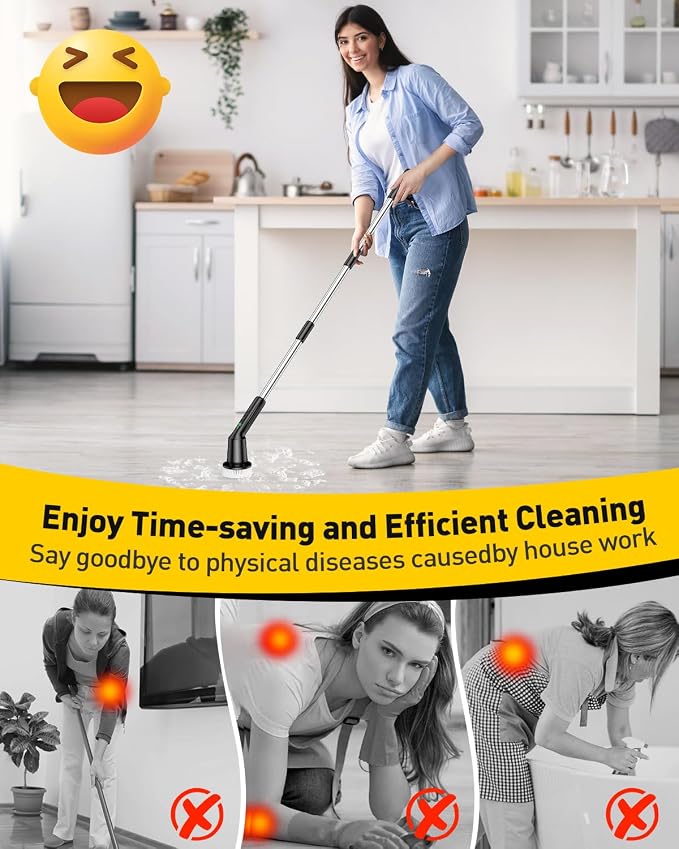 Electric Spin Scrubber for Cleaning Bathroom, Shower Scrubber Rotary Floor - Image 2