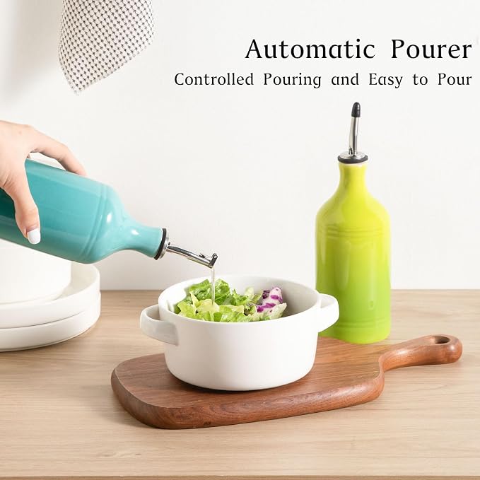Sweejar Ceramic Olive Oil Dispenser Bottle Set, Opaque Oil Cruet Protects to - Image 3