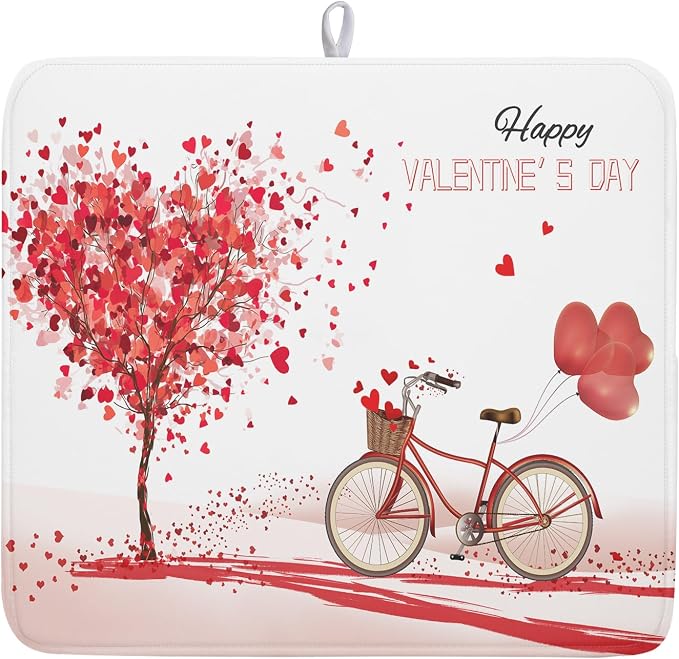 Romantic Valentine's Day Dish Drying Mat by Kawani