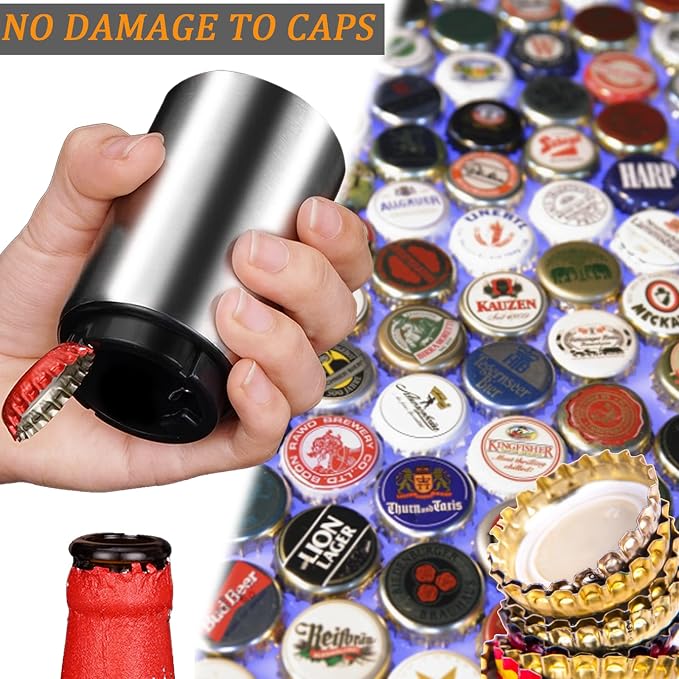 Premium Automatic Beer Bottle Opener, No Damage to Caps, Portable Push Down and - Image 5