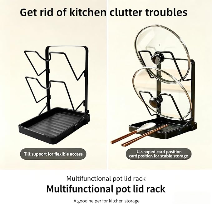 Pot Lids Organizer Rack for Cabinet and Countertop, 304 Stainless Steel Kitchen - Image 6
