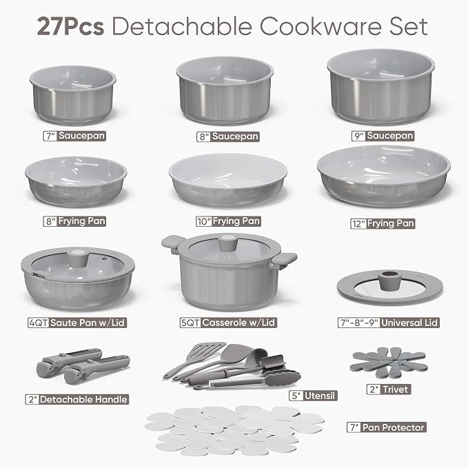 CAROTE 27pcs Ceramic Cookware Set Nonstick, Pots and Pans Set Non Stick - Image 2