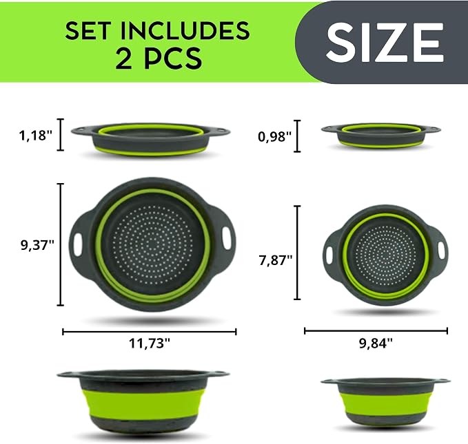 Green Kitchen Strainer Colander Set - Image 2