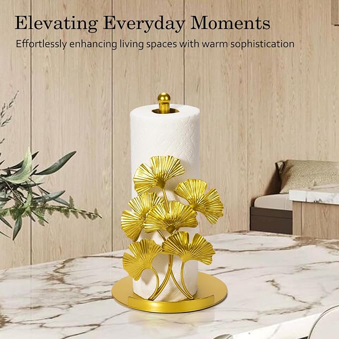 Vintage Gold Ginkgo Paper Towel Holder Countertop - Image 7