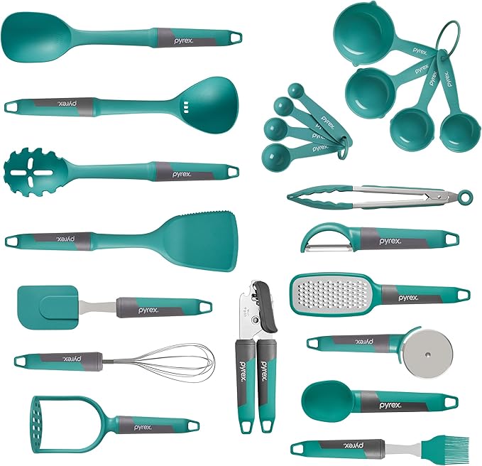 Pyrex 22-Piece Silicone Kitchen Cooking Utensils Set, Non-Stick Silicone by Pyrex