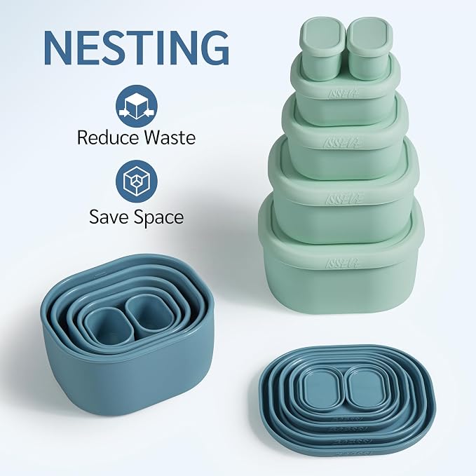 ISSEVE 12Pcs/Set Nesting Silicone Food Storage Containers - Image 3