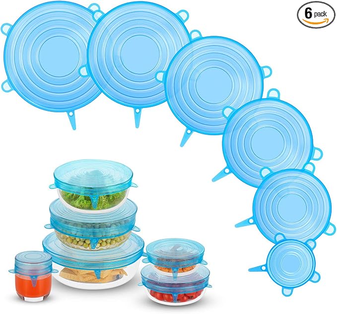 Silicone Stretch Lids, Zero Waste Reusable Silicon Container Lid Covers by DAILYKISN