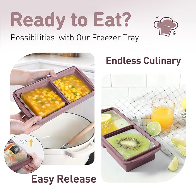 Silicone Freezer Tray with Lid Soup Freezer Container Molds with Steel - Image 5