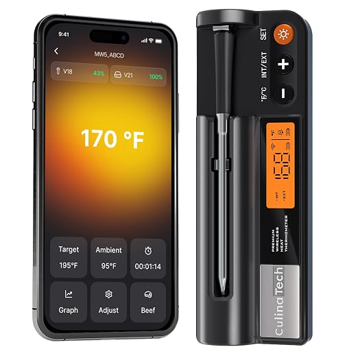 750ft Wireless Meat Thermometer Long Range by CulinaTech