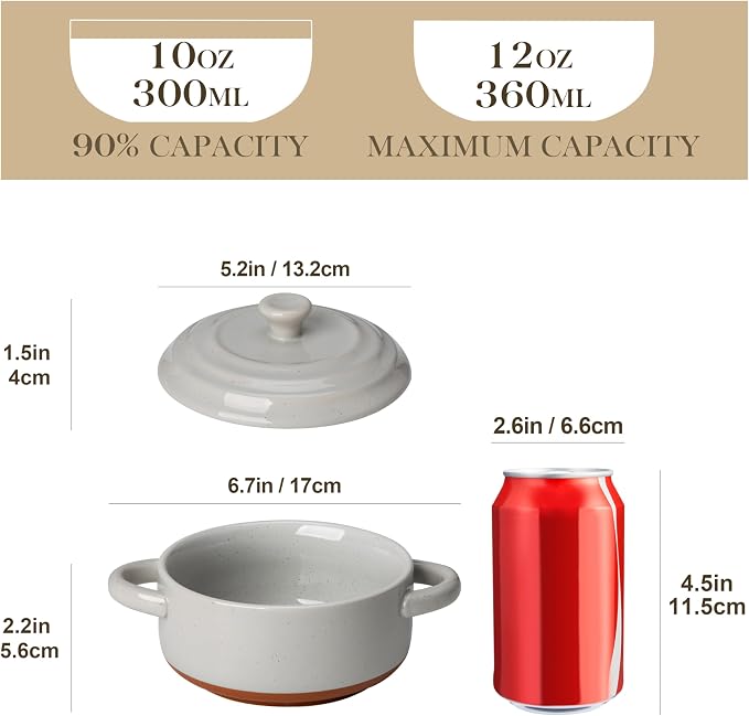 MALACASA Mini Cocotte Set - 12 OZ Ramekins - Image 2