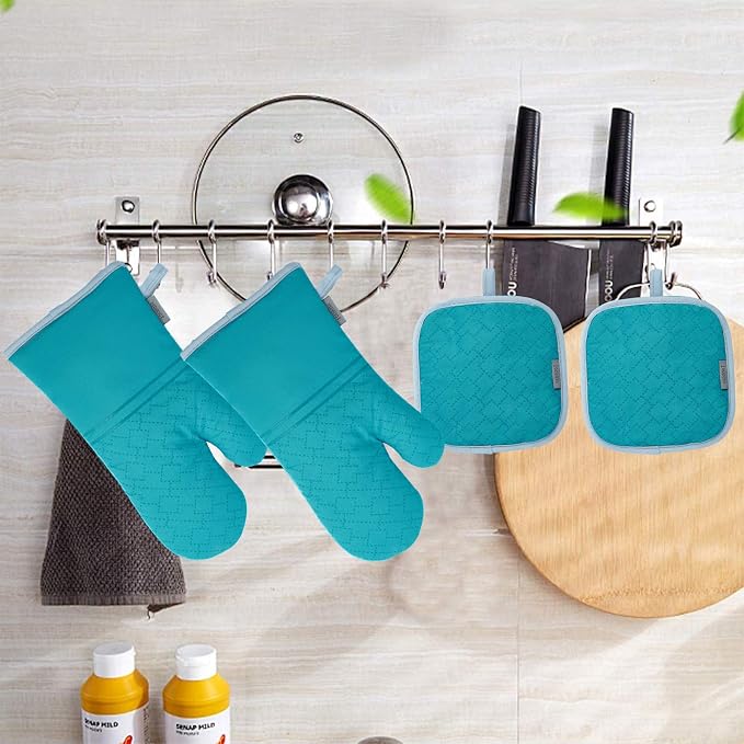 4Pcs Oven Mitts and Pot Holders Set, 572F Heat Resistant Oven Glove, Soft - Image 5