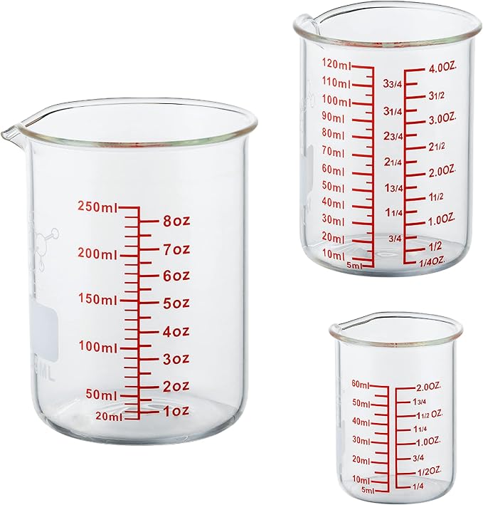 Ackers Mini Glass Measuring Beaker Set, Borosilicate, 2oz 4oz 8oz Measuring Cups - Image 8