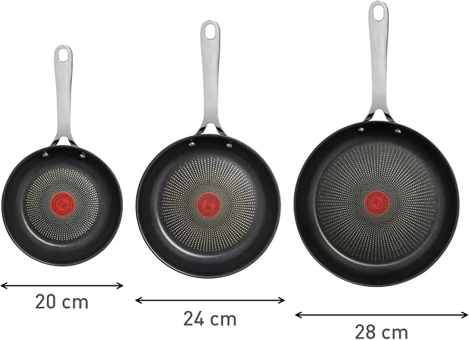 T-Fal Jamie Oliver Cooks Direct, Stainless Steel Non-stick Frying Pan 3 Pcs Set - Image 8