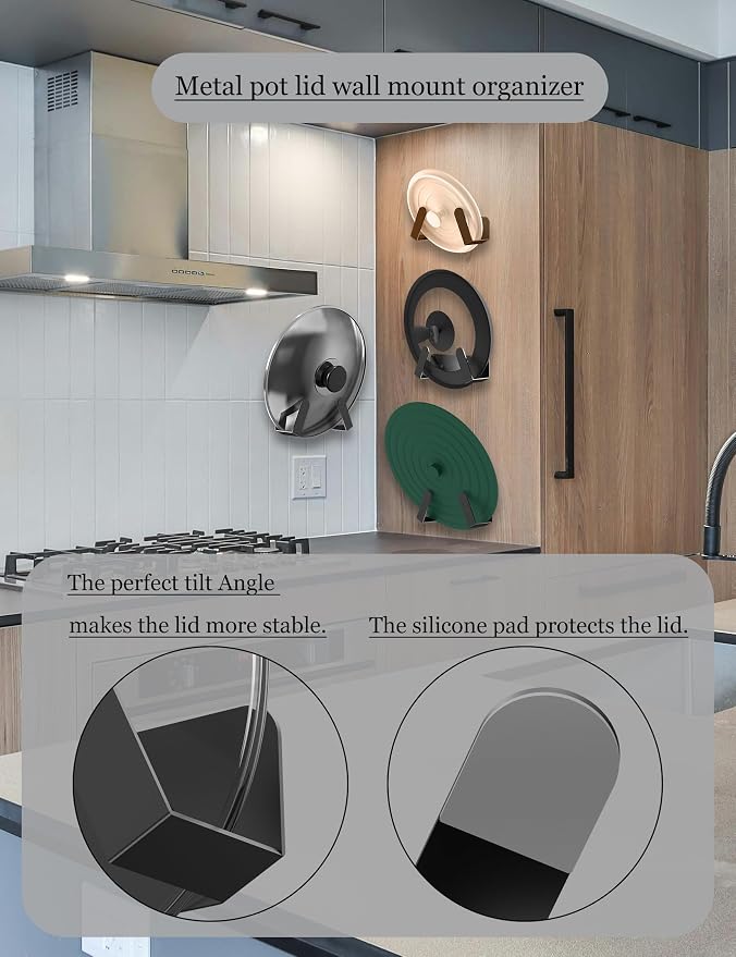 Pot Lid Organizer, 2 Pack Lid Holders Inside Cabinet, Wall Mount Rack Fit - Image 2