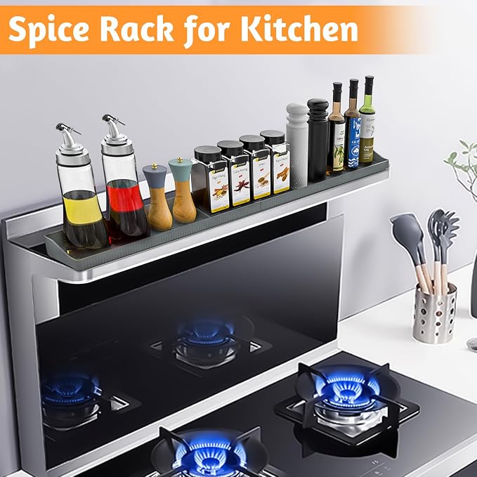 Magnetic Stove Shelf for Back of Stove, 30 Inch Silicone Stove Top Spice Rack - Image 6