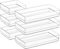 SMARTAKE 6 PCS Clear Plastic Drawer Organizers Set, Large Size Non-Slip Desk by SMARTAKE