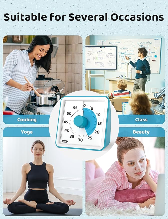 LIORQUE Visual Timer for Kids, 60-Minute Countdown Timers for Classroom Office - Image 8